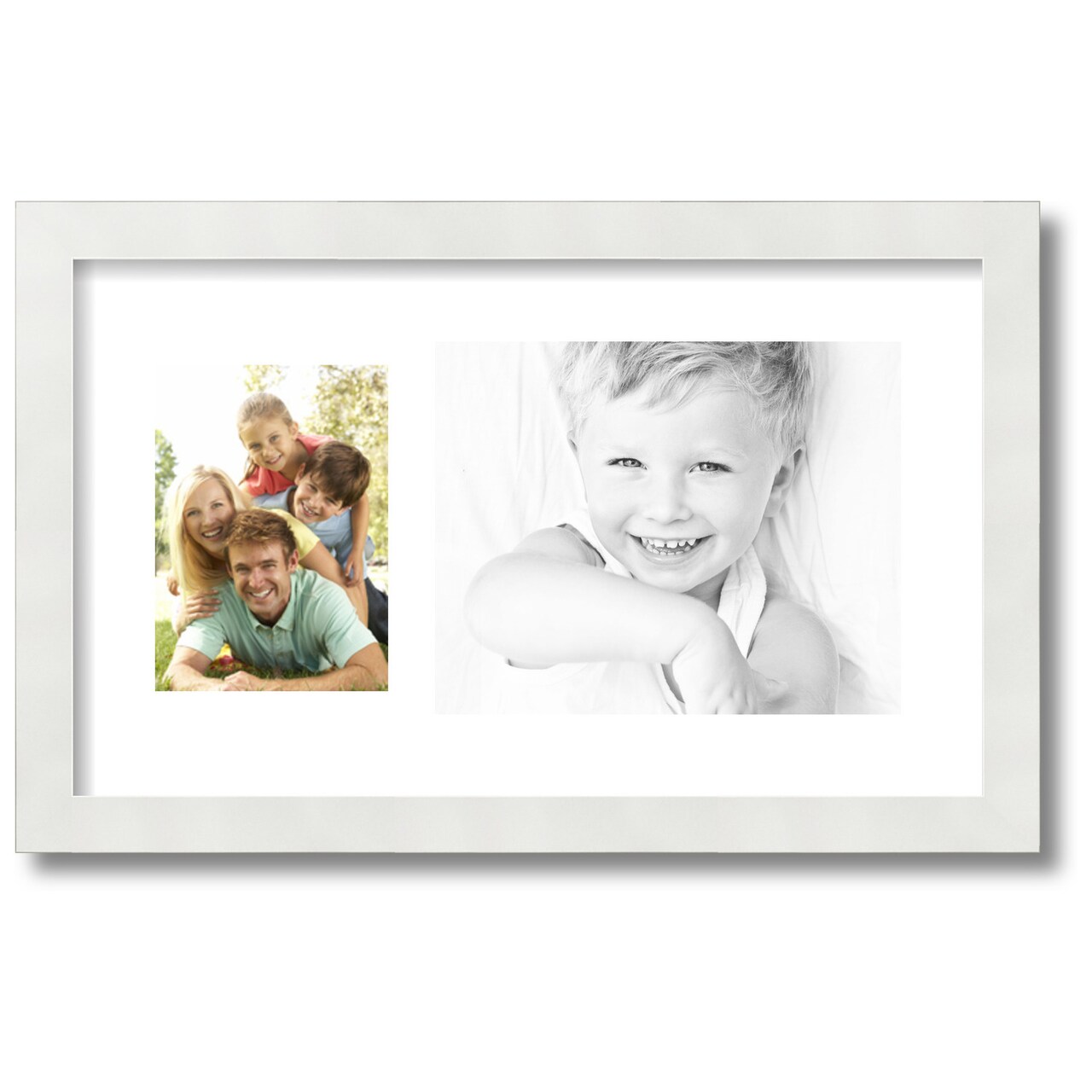 ArtToFrames Collage Photo Picture Frame with 1 - 5x7, 8x10 inch Openings, Framed in White with Over 62 Mat Color Options and Regular Glass (CSM-3966-166)